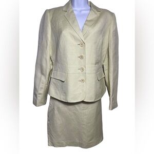 NWT Calvin Klein size 14 petite light lime green linen‎ blend summer suit 💚💚